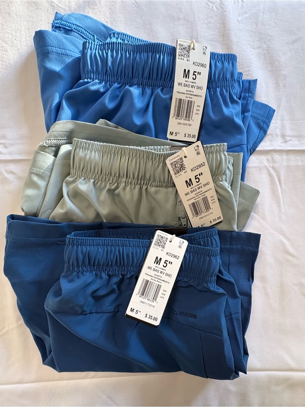Men's Adidas WORKOUT ESSENTIALS WOVEN SHORTS bundle-Medium Short/Blue 5” inseam